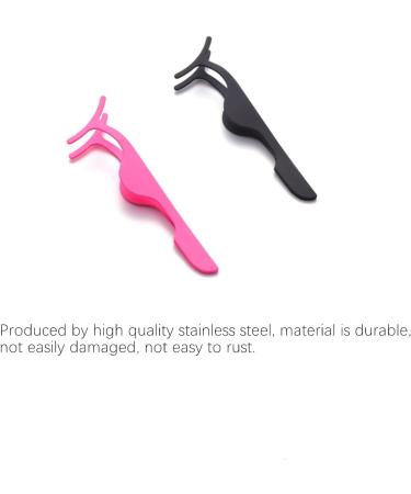 False Eyelash Applicator Set - 2PCS Stainless Steel Tweezers for Easy Magnetic Eyelash Application | Pink & Black - Buy Online on GoSupps.com