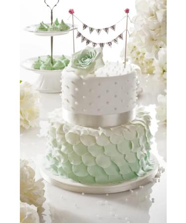Yilang Retro Wedding Cake Topper - Handmade Ivory Pennant with Pink Rose for Weddings & Birthdays - Buy Online on GoSupps.com
