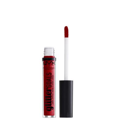NYX Glitter Goals Liquid Lipstick in Cherry Quartz - Red with Magenta Glitter 0.1oz - Buy Online on GoSupps.com
