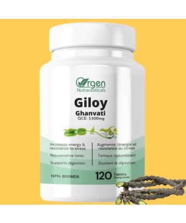 Giloy Ghanvati 120ct 500mg tablets for Immune Health Stress Resistance Rejuvenative Tonic Digestive Health - Buy Online on GoSupps.com