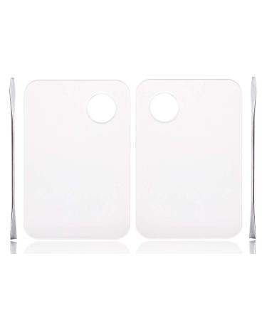 ONLYKXY 2 Pieces Makeup Palette and Spatula, Acrylic Cosmetic Palette, Nail Art Eye Shadow Lipsticks Mixing Makeup Tools