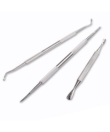 Ingrown Toenail Tool Kit 3 Pack Stainless Steel Double Sided Pedicure Nail File Lifter Spoon Nail Pusher Cleaner Professional Pedicure Tools