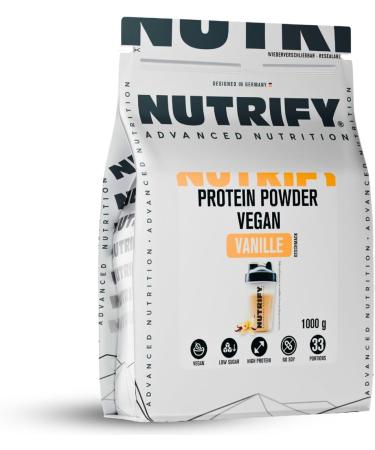 Nutrify NUTRIFY Vanilla Vegan Protein Powder 23g of protein 10 x 1kg vegan protein powder made from rice peas and yeast for muscle development and dieting creamy