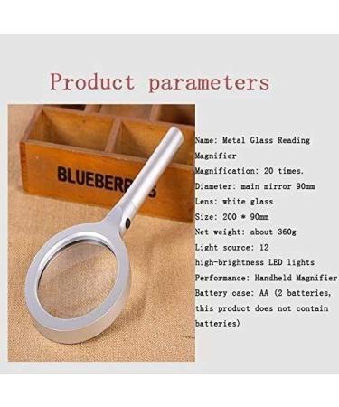 Handheld Mini Magnifying Glass 20X LED Lamp with A Handheld Circular Elderly People with Low Vision to Read Macular Degeneration Magnifier - Buy Online on GoSupps.com