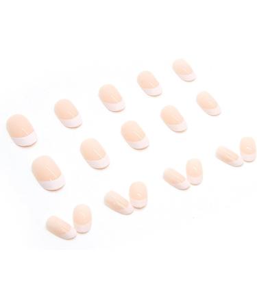 24pcs French False Nails Short - Almond Press on Nails - French Stick on Nails Removable Glue-on Nails Fake Nails Women Girls Nail Art Accessories Simple Almond - Buy Online on GoSupps.com