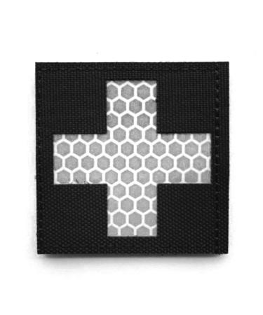 OBRAMO Medic Reflective Patch with Velcro reflective Black White 5 x 5cm