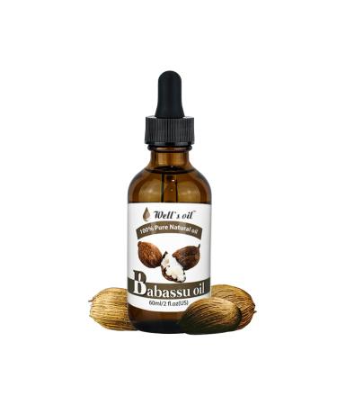 Well's Oil 100% Pure Babassu Oil - Conditioning Nourishing & Enhancing Shine | Fatty Acids | All Natural | For Skin and Hair Care (2 Fl Oz / 60 ml)