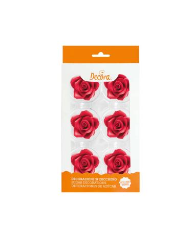 Decora 0500362 6-pack large roses red