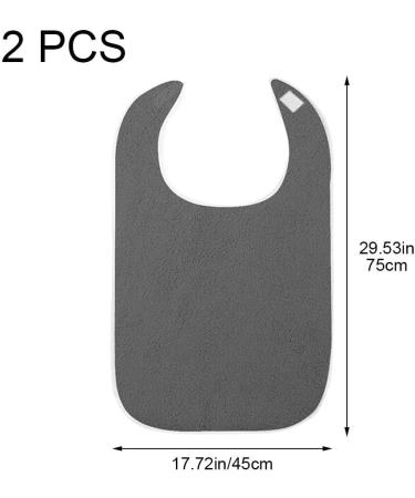 2pcs Adult Bibs for Elderly Washable Feeding Adult Bib with Crumb Catcher Waterproof Clothing Protectors Grey - Buy Online on GoSupps.com