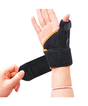 Milisten Pair Sports Thumb Support - Breathable Black & Orange Thumb Immobilizer for Sprains Carpal Tunnel & Stabilization - International Shipping Available - Buy Online on GoSupps.com