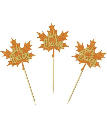 36pcs Oh Baby Cupcake Toppers Maple leaf Theme Party Decoration Birthday Party Gender Reveal Party Dessert Insert MGPFERD - Buy Online on GoSupps.com