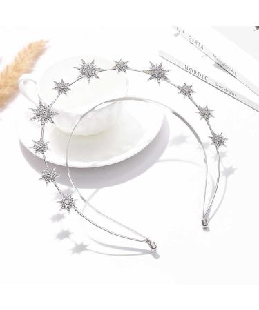 CAKURE Crystal Halo Crown Star Headband - Bridal Wedding Tiara & Hair Accessories (Silver) - Buy Online on GoSupps.com