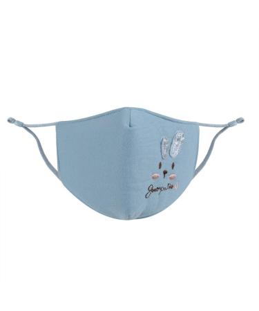 Yliquor Cute Print Face Mask Reusable Children Outdoor Washable Embroidery Warm Protection Facial Cotton Covering Breathable Seamless (1 pc Blue)