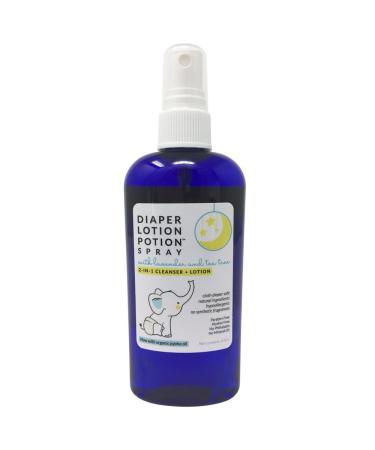 Diaper Lotion Potion Spray - All Natural Diaper Rash Guard for Your Babys Bottom - Healing and Soothing Antibacterial 2-in-1 Cleanser and Lotion with Lavender and Tea Tree Essential Oils 4 Fl Oz (Pack of 1)