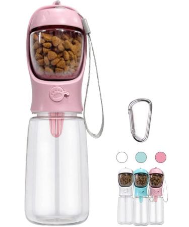 Cotop water bottle dog on the go 550ml portable dog drinking bottle with 100ml dog feed bottle plastic travel bottle for dog small (pink) pink 550ml+100ml - Buy Online on GoSupps.com