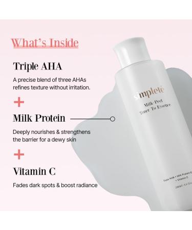 Simplet Milkpeel Toner to Essence Gentle Daily Exfoliating Hydrating Toner for Smooth Radiant Skin Strengthens Moisture Barrier Perfect for Sensitive Skin Balanced Healthy Glow 200ml - Buy Online on GoSupps.com