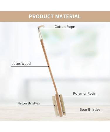 Dual-Sided Long Handle Shower Bath Brush with Soft & Stiff Bristles - Body Exfoliator & Back Scrubber - Mlifasty - Buy Online on GoSupps.com