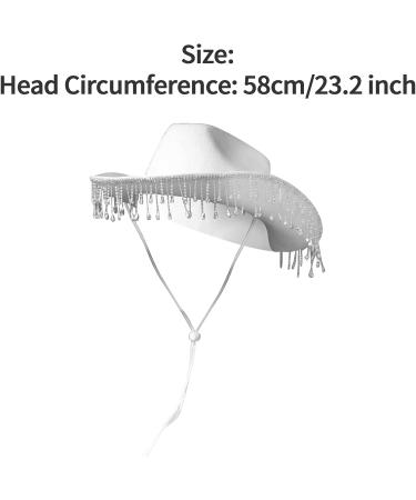 TiaoBug Women's White Cowboy Hat with Diamond Fringe - Bridal Western Cowgirl Hat for Funny Party - Buy Online on GoSupps.com