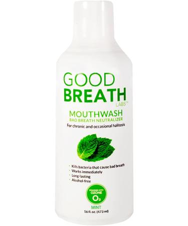 Goodbreath Labs Mouthwash | New Ozone Technology Specialized in Chronic Halitosis | Mouth Rinse Alcohol Free | Bad Breath Neutralizer | Mint Flavor Oral Rinse for Gum Disease ((1 Pack) 16 oz) 16 Fl Oz (Pack of 1)