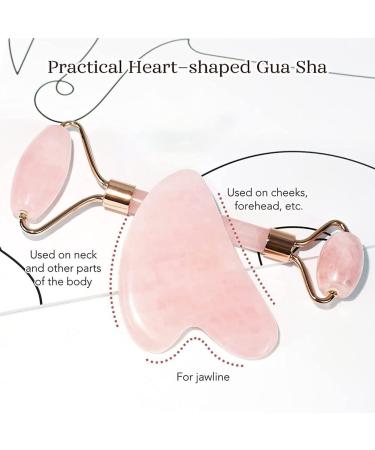 Rose Quartz Roller and Gua Sha Facial Roller Beauty Skin Care Tool Rose Quartz Massager for Face Eyes Neck Body Muscle Relaxation and Relief of Fine Lines and Wrinkles - Buy Online on GoSupps.com