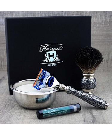 5 Pc Men's Shaving Kit - Edge Razor Black Badger Hair Brush Soap & Bowl - Perfect Gift for Him - Buy Online on GoSupps.com