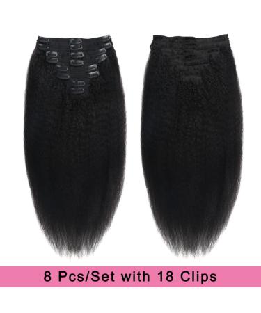 Brazilian Remy Kinky Straight Clip In Hair Extensions - Natural Black 16 120g - Buy Online on GoSupps.com