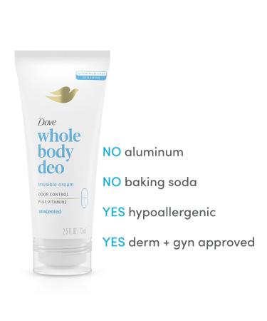Dove Whole Body Deo Aluminum Free Invisible Cream Deodorant Unscented for 72h Odor Control 2.5 oz (Pack of 2) - Buy Online on GoSupps.com