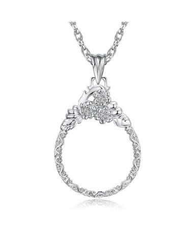 Pteanecay 2.5X Magnifying Glass Pendant Magnifying Glass Necklace Suitable for Reading Books Magazines and Newspapers