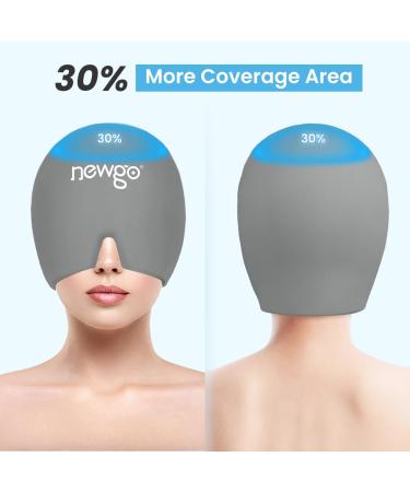 NEWGO Migraine Relief Cap | Full Coverage Headache Hat for Cold Therapy | Ice Head Wrap for Puffy Eyes, Sinus & Stress Relief | Form Fitting & Stretchable - Light Grey - Buy Online on GoSupps.com
