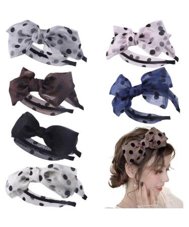 Misgirlot Bow Headbands 4Pcs | Lace & Polka Dot Knotted Hair Hoop for Women & Girls - Buy Online on GoSupps.com