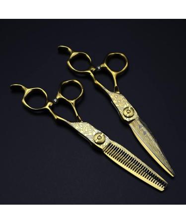 Hair Cutting Scissors 6 Inch Professional Gold Cut Scissor Damascus Hair Scissors Haircut Thinning Barber Tools Cutting Shears Hairdresser Scissors Set - Buy Online on GoSupps.com