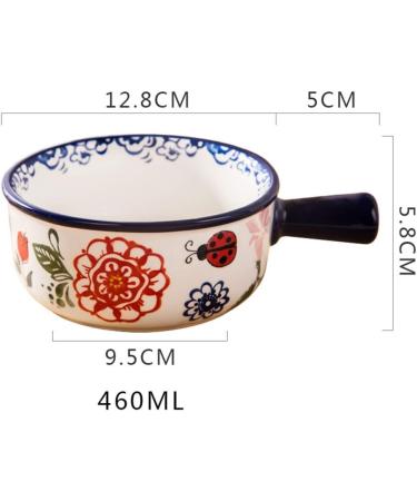 Soup Bowl Ceramic with Handle Japanese-Style Hand Painted Glaze Tableware Salad Noodles Kitchenware - Buy Online on GoSupps.com