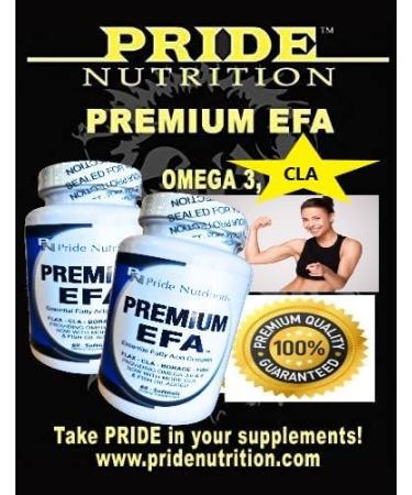 Pride Nutrition Premium EFA (2 Pack of 60 Softgels Pills) Omega 3-6-9 Supplement for Men and Women 5 in 1 - EPA, DHA, GLA, ALA & CLA Essential Fatty Acids with Fish Oil - Buy Online on GoSupps.com