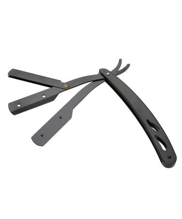 Premium All Black Stainless Steel Barber Razor Holder - Manual Beard Knife Holder for Men - Ideal for Barbershops - Buy Online on GoSupps.com