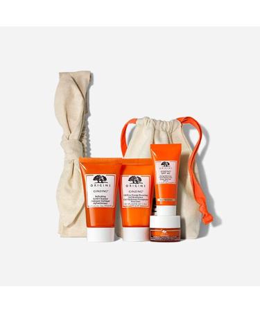 Origins Ginzing Skincare Travel Set: Cleanser Eye Cream Energy-Boosting Gel Moisturizer and SPF 40 Moisturizer