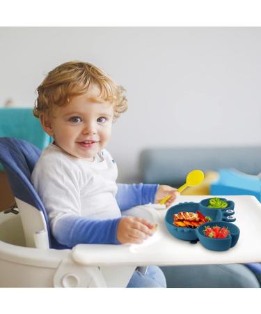 Vicloon Baby Suction Plate - Silicone Toddler Plate for Self Feeding Training - Non Slip Divided Plate for Highchairs - Dark Blue - Buy Online on GoSupps.com