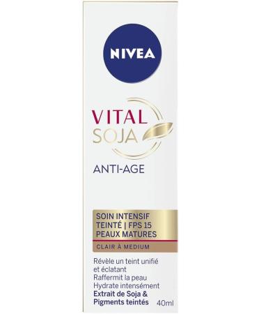 NIVEA Vital Soja Anti-Age Intensive Tinted Care Light to Medium SPF 15 (1x40 ml) anti-aging serum enriched with Soy & tinted pigments facial care for women with mature skin - Buy Online on GoSupps.com