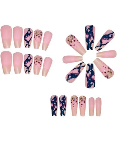 24Pcs Press on Nails Medium Fake Nails Acrylic T-Shape False Nails Summer Reusable Blooming Artificial Nails for Women Girls - Buy Online on GoSupps.com
