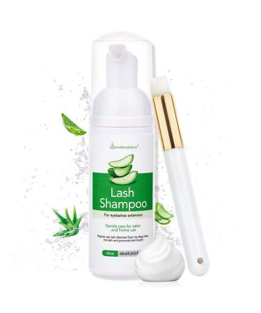 Eyelash shampoo for eyelash extension eyelashes shampoo lash shampoo 60ml eyelash foam Cleaner eyelash cleaner for salon and home use (aloe60)