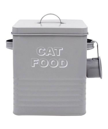 Lesser & Pavey New Sweet Home Cat Food tin with Scoop Metal Grey 18 x 15 x 25 cm
