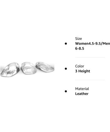 Height Increase Insole Heel Lifts for Shoes Gel Lift Inserts 3 Height Heel Cushion Insert  for Height Increase  Leg Length Discrepancy Balancer.(3Pairs) Women4.5-9.5/Men 6-8.5 3 Height - Buy Online on GoSupps.com