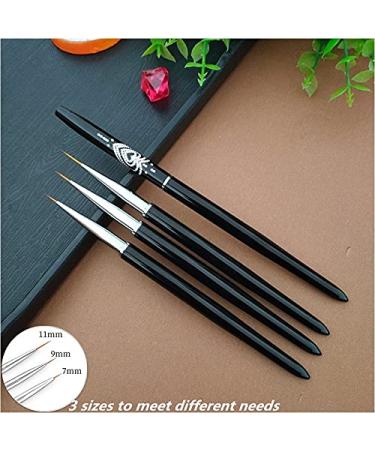 FULINJOY Nail Art Liner Brushes Set - 7mm/9mm/11mm Metal Handle Drawing Pens - UV Gel Painting Design Tools - 3PCS Black - Buy Online on GoSupps.com