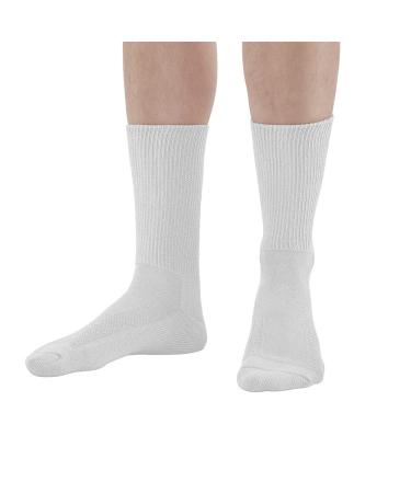 Ames Walker AW Style 736 Cotton Diabetic Crew Socks Two Pack White Large XLarge LG/X-LG White