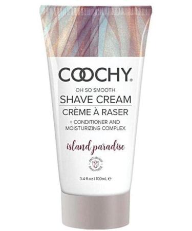 Coochy Rash-Free Shave Cream | Conditioner & Moisturizing Complex | Ideal for Sensitive Skin  Anti-Bump | Made w/Jojoba Oil  Safe to Use on Body & Face | Island Paradise 3.4floz/ 100mL 3.4 Ounce Island Paradise