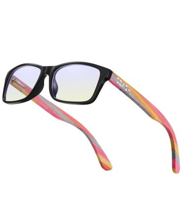 Blue light blocking glasses Spring hinge Computer Reading/Gaming/TV/Phones Glasses for Women men and women anti-glare filter lightweight colored bamboo Eyeglasses