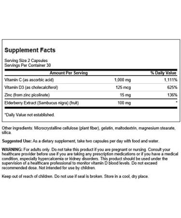 Swanson High Potency Immune Defense Supplement with Vitamin C, Zinc & Elderberry - 60 Capsules - Buy Online on GoSupps.com