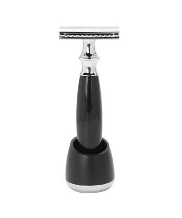 Razor plane for men women manual razor razor with holder base double edge razor handle razor accessories simple metal razor plane and brush holder stands razor (black)