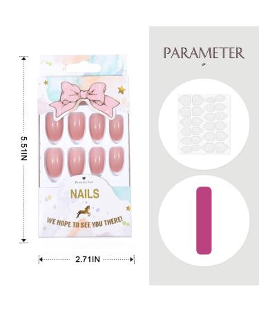 Handcess 24 Pcs Medium Pink Ballerina Press On Nails | Glossy False Nails for Women & Girls - Perfect for International Shipping - Buy Online on GoSupps.com