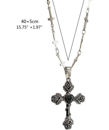 Oralgo Heart Rose Necklace - Unique Gothic Style Cross Trailer Jewelry for Collarbones - Buy Online on GoSupps.com