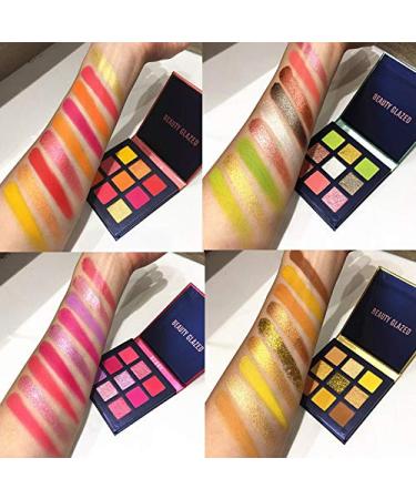 Beauty Glazed 9 Colors Shine Diamond Eyeshadow Palette - Waterproof Shimmer & Glitter Make-up #09 Lemon | Professional Nude Pigments for Flawless Looks - Buy Online on GoSupps.com